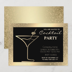 Gouden zwarte luxe vakantie cocktail party kaart