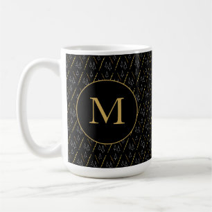 Gouden Zwarte Moderne Monogram Koffiemok