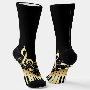 Gouden & Zwarte Muzieknoten Sokken