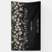 Gouden zwarte oudejaarsfeest sprankelend spandoek (Verticaal)