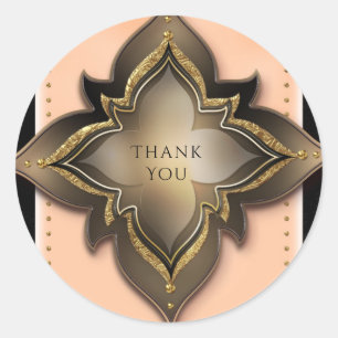 Gouden Zwarte Perzik Exotische Bloem Feest Favor Ronde Sticker