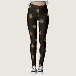 Gouden Zwarte Poten Broekpatroon Leggings