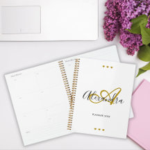 Gouden Zwarte Script Initiaal Monogram Agenda