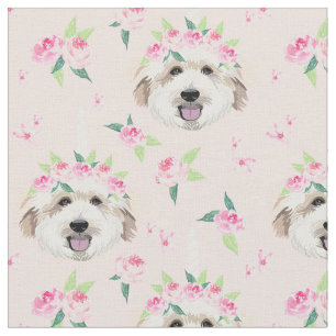 goudendoedel dog unicorn flower crown stof