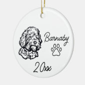 Goudendoodle Hond Aangepaste Naam & Jaar Lijnkunst Keramisch Ornament (Links)