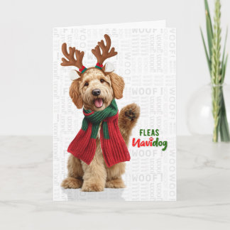 Goudendoodle Hond Grappige Vlooien Navidog Kerstmi Feestdagen Kaart