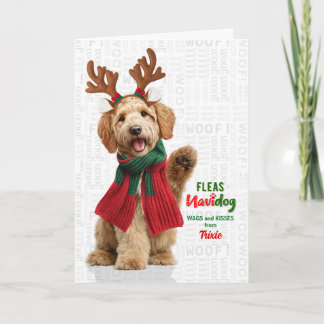 Goudendoodle Hond Grappige Vlooien Navidog met Naa Feestdagen Kaart