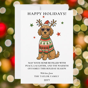 Goudendoodle Hond Lelijke Trui Kerstmis Feestdagenkaart