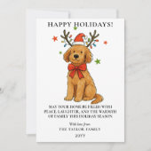 Goudendoodle hond rendiergewei puppy Kerstmis Feestdagenkaart (Voorkant)