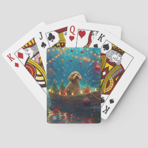 Goudendoodle Kerst Feestelijke Reis Pokerkaarten