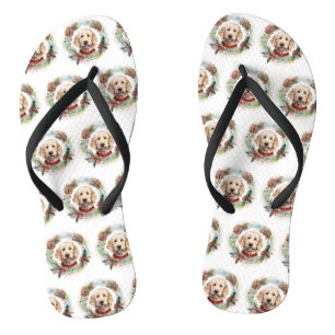 Goudendoodle Kerstkrans Feestelijke Pup Teenslippers