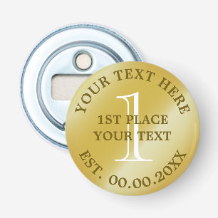 Goudenmedaillewinnaar eerste plaats kampioen winna button flesopener