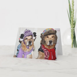 Goudens in winterbundel voor de feestdagen kaart