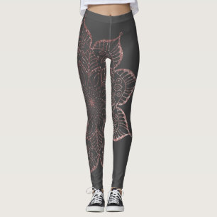 Goudfaux Glitter Mandala, grijs Roos Leggings