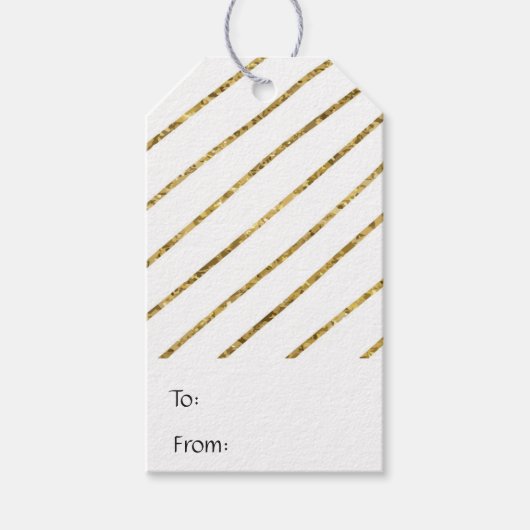 Goudfaux glitter thin diagonaal streekvakantie cadeaulabel (Voorkant)