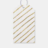 Goudfaux glitter thin diagonaal streekvakantie cadeaulabel (Achterkant)