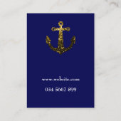 Goudfaux sparkles Anchor navy blue Personaliseer Visitekaartje (Achterkant)