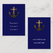 Goudfaux sparkles Anchor navy blue Personaliseer Visitekaartje (Voorkant / Achterkant)