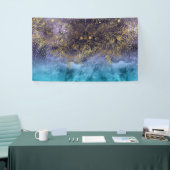 Goudflorale mandala en confetti afbeelding spandoek (Beurs)