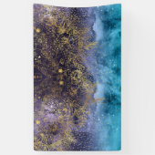 Goudflorale mandala en confetti afbeelding spandoek (Verticaal)