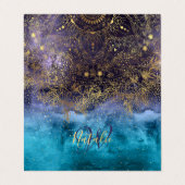 Goudflorale mandala en confetti afbeelding visitekaartjes (Buitenkant ongevouwen)