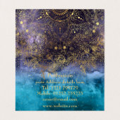 Goudflorale mandala en confetti afbeelding visitekaartjes (Binnenkant ongevouwen)