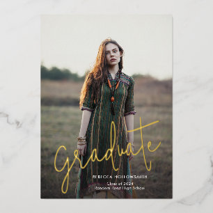 Goudfolie Afstudeerder 2024 Foto Afstuderen Aankon Folie Uitnodiging