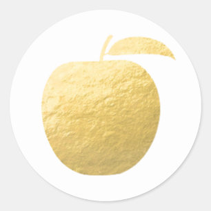 Goudfolie appel ronde sticker