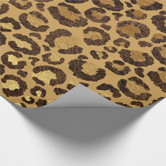 Goudfolie Cheetah Pattern Oerwoud Verjaardagsfeest Cadeaupapier (Hoek)