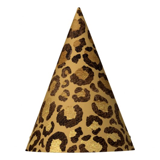 Goudfolie Cheetah Pattern Oerwoud Verjaardagsfeest Feesthoedjes (Voorkant)
