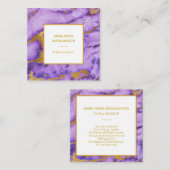 ** Goudfolie Diep Paarse Marmer Modern Chic Vierkante Visitekaartje (Voorkant / Achterkant)