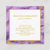 ** Goudfolie Diep Paarse Marmer Modern Chic Vierkante Visitekaartje (Achterkant)