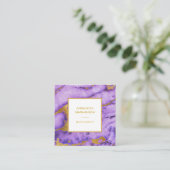 ** Goudfolie Diep Paarse Marmer Modern Chic Vierkante Visitekaartje (Staand voorkant)