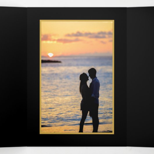 goudfolie Dragonfly Wedding Suite Drieluik Uitnodiging (Binnenkant midden)