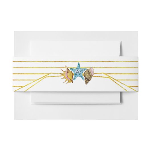 Goudfolie en zeeschildpaddenstrand bruiloft uitnodigingen wikkel (Voorkant Voorbeeld)
