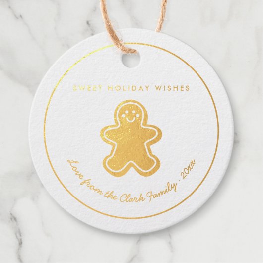 Goudfolie Gingerbread Man Vrolijk Kerstfeest Bedankjes Labels (Voorkant)