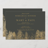 Goudfolie grijs Herfst dennen repetitie diner Kaart (Voorkant / Achterkant)