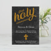 Goudfolie heilige communie kaart (Staand voorkant)