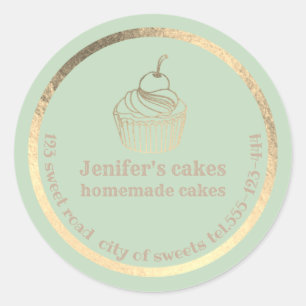 Goudfolie Homemade cupcakes en behandelde verpakki Ronde Sticker