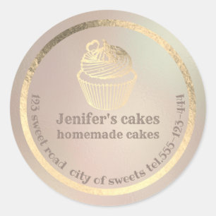 Goudfolie Homemade cupcakes en behandelde verpakki Ronde Sticker