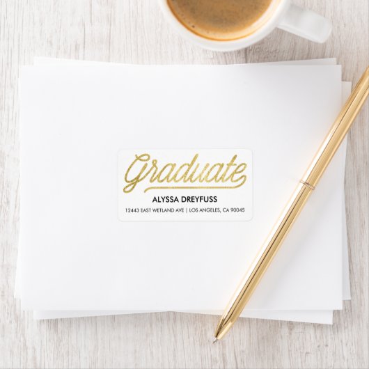 Goudfolie Modern Script Afstuderen Adresetiketten Etiket (Insitu)