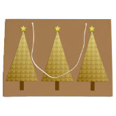 Goudfolie moderne kerstboom large cadeautasje (Voorkant)