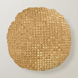 Goudfolie naadloos patroon, gouden glittertextuur rond kussen