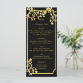 Goudfolie Rozen op Goud Metallic Lijst Menu (Staand voorkant)