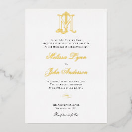 Goudfolie uitnodiging JM Monogram of MJ Monogram