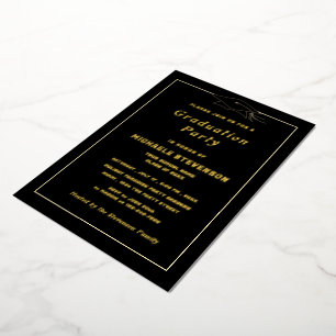 Goudfolie Zwart Afstuderen Invitation Framed Folie Uitnodiging
