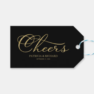 Goudfolie Zwart Elegant Cheers Wijnfles Labels Cadeaulabel