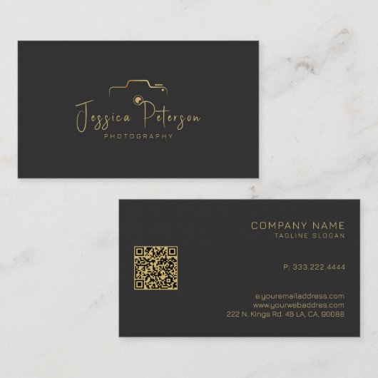 Goudfotografie logo aangepaste moderne typografie visitekaartje (Voorkant / Achterkant)