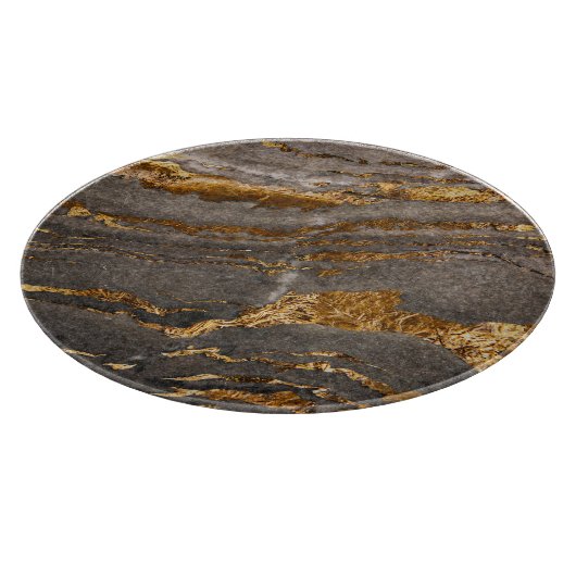 Goudgeaderde grijze marmeren getextureerde achterg snijplank (Hoek)