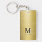 Goudgeborsteld metallic monogram sleutelhanger (Voorkant)